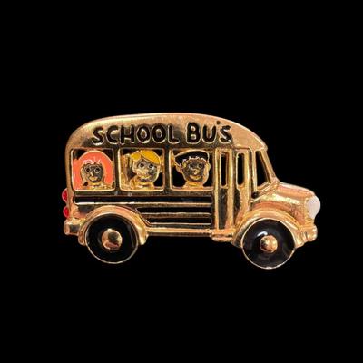 Sale Photo Thumbnail #431: Two School Bus Brooches and One School Bus Key Ring