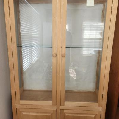 Light brown double door hutch