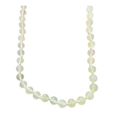 Sale Photo Thumbnail #475: Possible Natural Pale Green Jade Beaded Necklace with gold tone  clasp