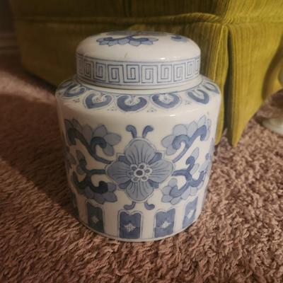 Blue china cookie pot