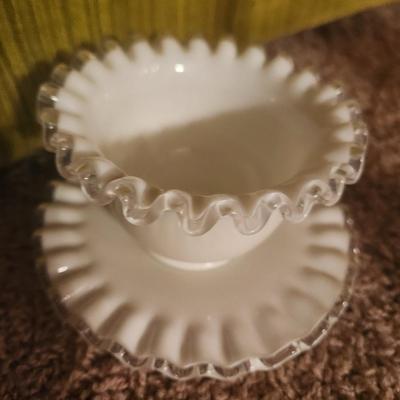 Milk glass cup and plate