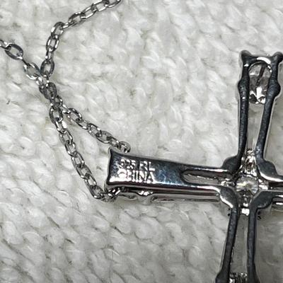 Lot 251 Sterling & CZ cross necklace
