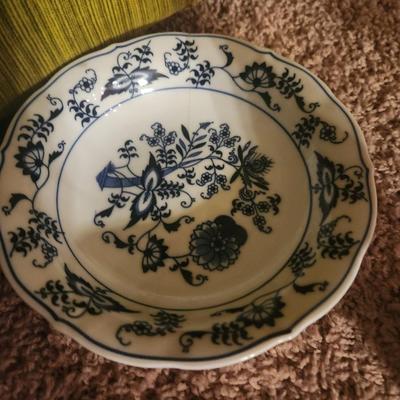 Blue china bowl (repaired crack down middle)