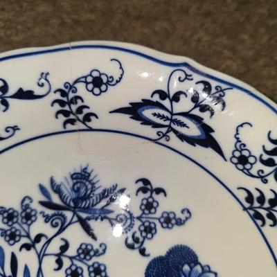 Blue china bowl (repaired crack down middle)