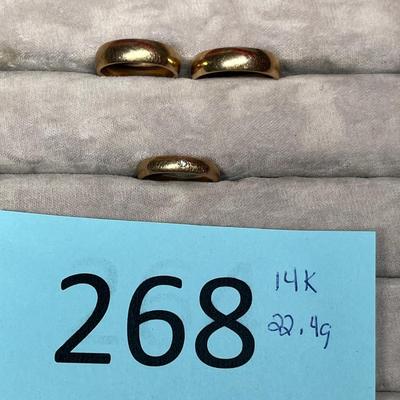 Lot 268 14K Wedding bands lot of 3