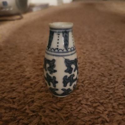 Mini blue china flower vase