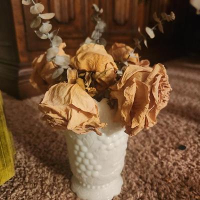 Imperial Glass Loganberry Pattern Milk Glass vase