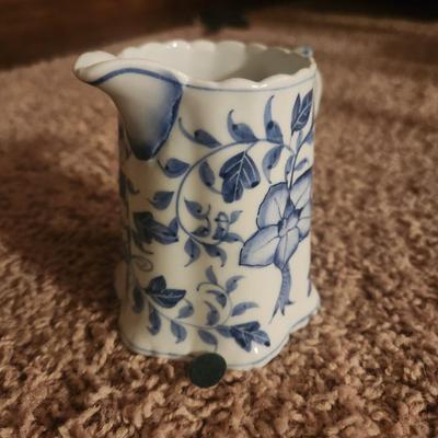 Blue china pitcher