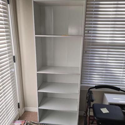 White particle board cabinet