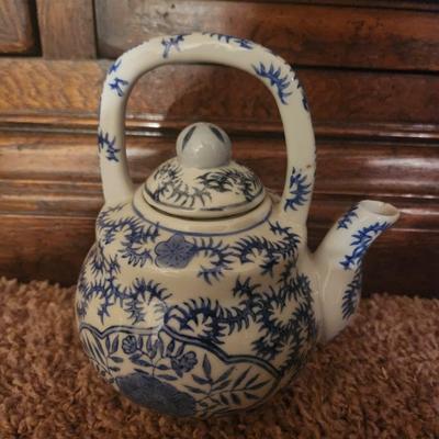 Blue china teapot