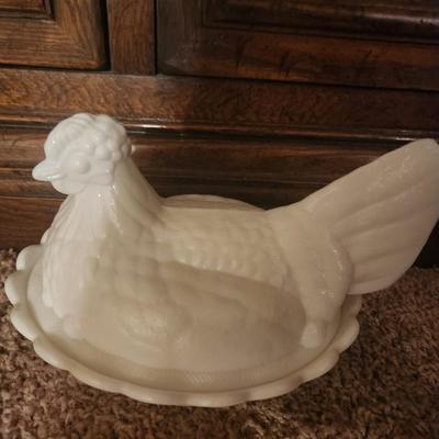 Imperial Glass Co Nesting Hen Milk Glass