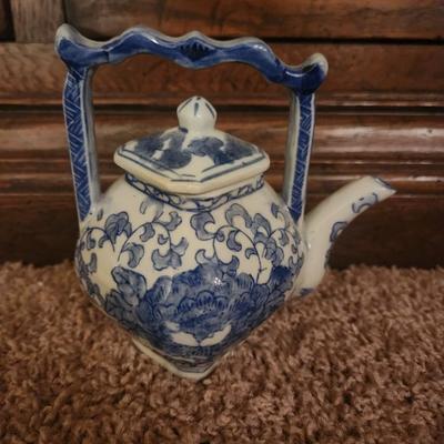 Blue china tea pot