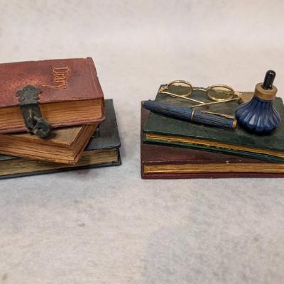 Sale Photo Thumbnail #278: Decorative antique vintage style book stacks 
3 books- 4  x2 3/4 x 3.5
2 books- 4 3/4 x 3.5 x 3