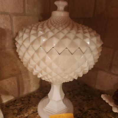 Large milk glass candy dish