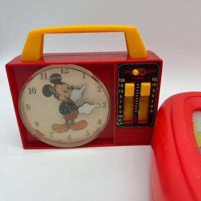 Vintage Disney Mickey Mouse Preschool Toy Lot – Radio Clock, View-Master & Activity Toy