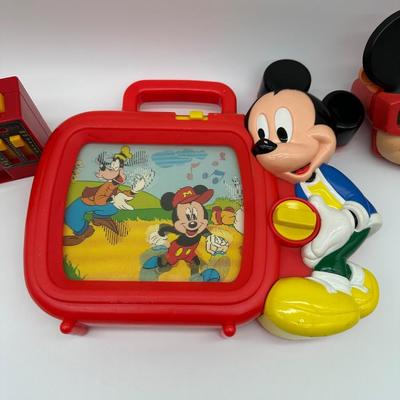 Vintage Disney Mickey Mouse Preschool Toy Lot – Radio Clock, View-Master & Activity Toy