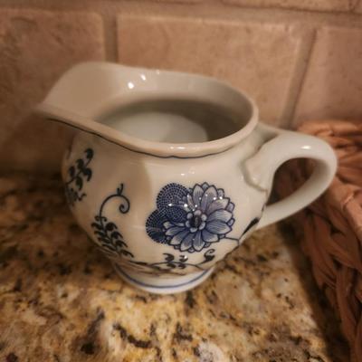 Blue china cream dishes
