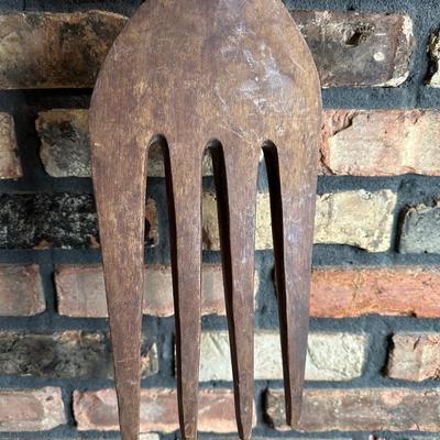 Oversized Hand-Carved Wooden Spoon & Fork Wall Décor – Folk Art, “Communal Cooking Paddle” Style (3–4 Ft)
