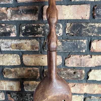 Oversized Hand-Carved Wooden Spoon & Fork Wall Décor – Folk Art, “Communal Cooking Paddle” Style (3–4 Ft)