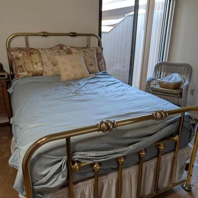 Sale Photo Thumbnail #312: Vintage Full sized brass bedframe, mattress and box spring