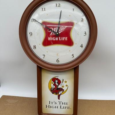 Vintage Miller High Life “It’s the High Life” Advertising Wall Clock – Pendulum Style