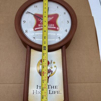 Vintage Miller High Life “It’s the High Life” Advertising Wall Clock – Pendulum Style