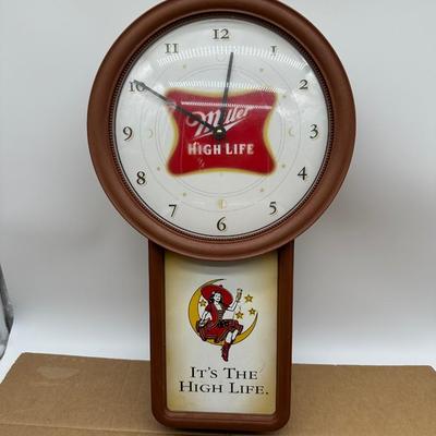 Vintage Miller High Life “It’s the High Life” Advertising Wall Clock – Pendulum Style