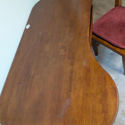 Sale Photo Thumbnail #317: wood desk w/ chair 
4' wide
30" deep
30" high

chair: 42" tall 17" to seat