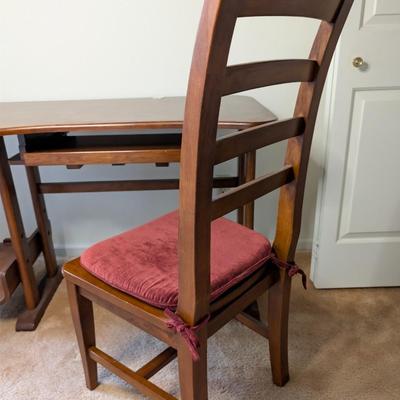 Sale Photo Thumbnail #315: wood desk w/ chair 
4' wide
30" deep
30" high

chair: 42" tall 17" to seat
