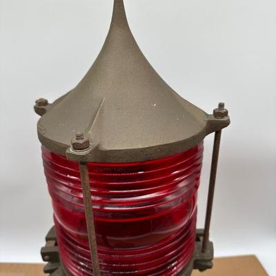 Vintage Wallace & Tiernan Red Obstruction / Aviation / Marine Beacon Light – Industrial Cast Iron