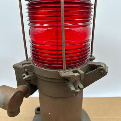 Vintage Wallace & Tiernan Red Obstruction / Aviation / Marine Beacon Light – Industrial Cast Iron