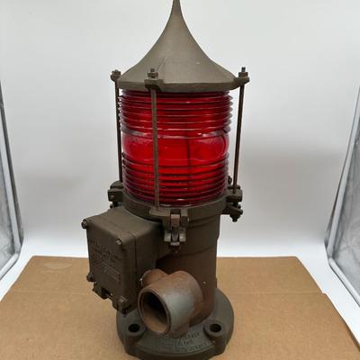 Vintage Wallace & Tiernan Red Obstruction / Aviation / Marine Beacon Light – Industrial Cast Iron