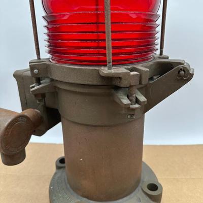 Vintage Wallace & Tiernan Red Obstruction / Aviation / Marine Beacon Light – Industrial Cast Iron