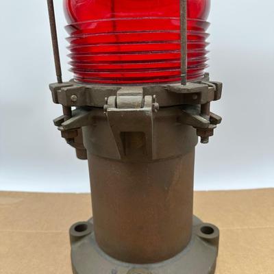 Vintage Wallace & Tiernan Red Obstruction / Aviation / Marine Beacon Light – Industrial Cast Iron