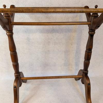 Sale Photo Thumbnail #354: Vintage Butler Specialty Newhouse Blanket Stand 
oak finish 
excellent condition 
27x21x13 1/4 depth