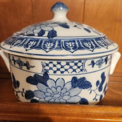 Blue china pot