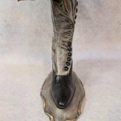 Sale Photo Thumbnail #365: 4 pc shoe decor lot 
contains 3 Peggy Abrams Victorian Shoe Prints 
3 framed shoe prints
1 shoe shaped vase