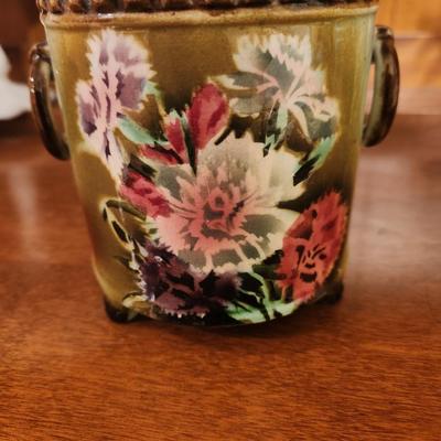 Mint green floral pen holder