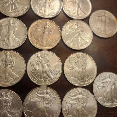Sale Photo Thumbnail #190: 15 silver eagle coins