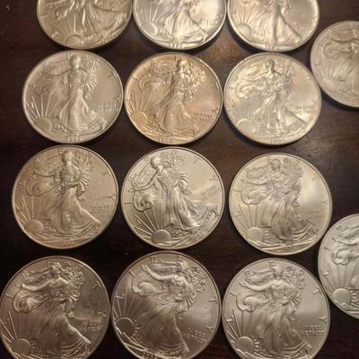 Sale Photo Thumbnail #185: 15 silver eagle coins