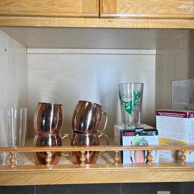 Lot 427 Copper mugs & bar ware