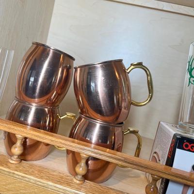 Lot 427 Copper mugs & bar ware