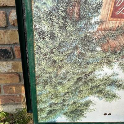 Set of 4 Folding TV Tray Tables – Vintage Gas Station & Coca-Cola Artwork – Metal Fram