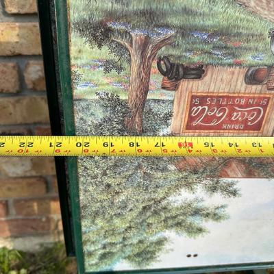 Set of 4 Folding TV Tray Tables – Vintage Gas Station & Coca-Cola Artwork – Metal Fram