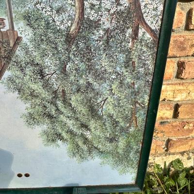 Set of 4 Folding TV Tray Tables – Vintage Gas Station & Coca-Cola Artwork – Metal Fram