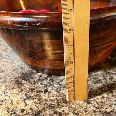 Lot 446 Wood bowl with foam apples