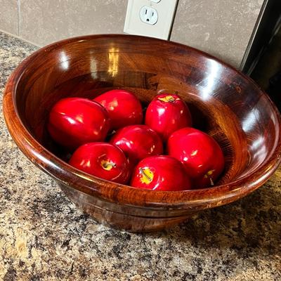 Lot 446 Wood bowl with foam apples