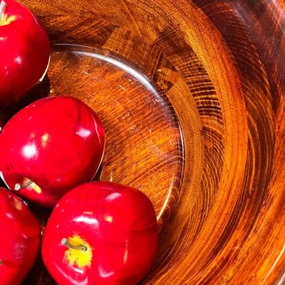 Lot 446 Wood bowl with foam apples