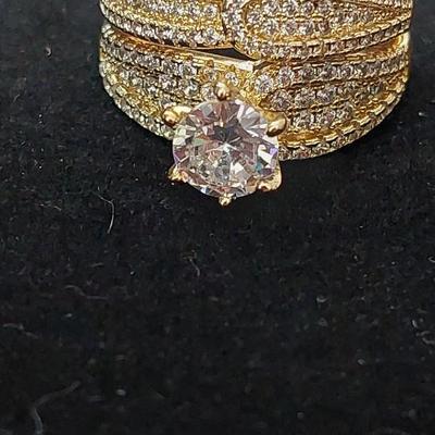 Shining Cubic Zirconia 2Pcs Rings Set