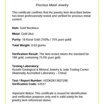 18kt Solid Gold Chain 18"